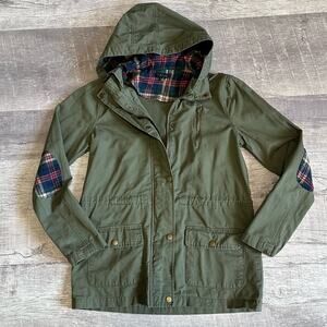 Mine Utility Jacket Womens S Army Green Full Zip Hooded Cinch Waist Military